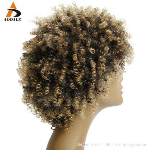 Popular African Natural Synthetic curly Hair Lace Front Wigs Brown Wig afro curl spring twist synthetic hair wig for black women